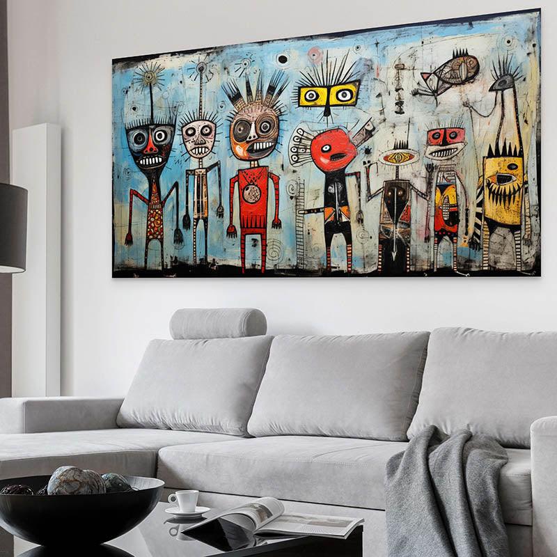 Tableau Basquiat Tribal Children