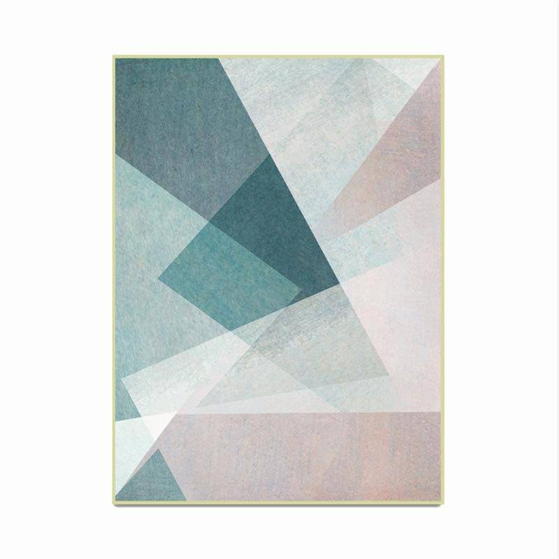 Tapis rectangle géométriques rose et bleu