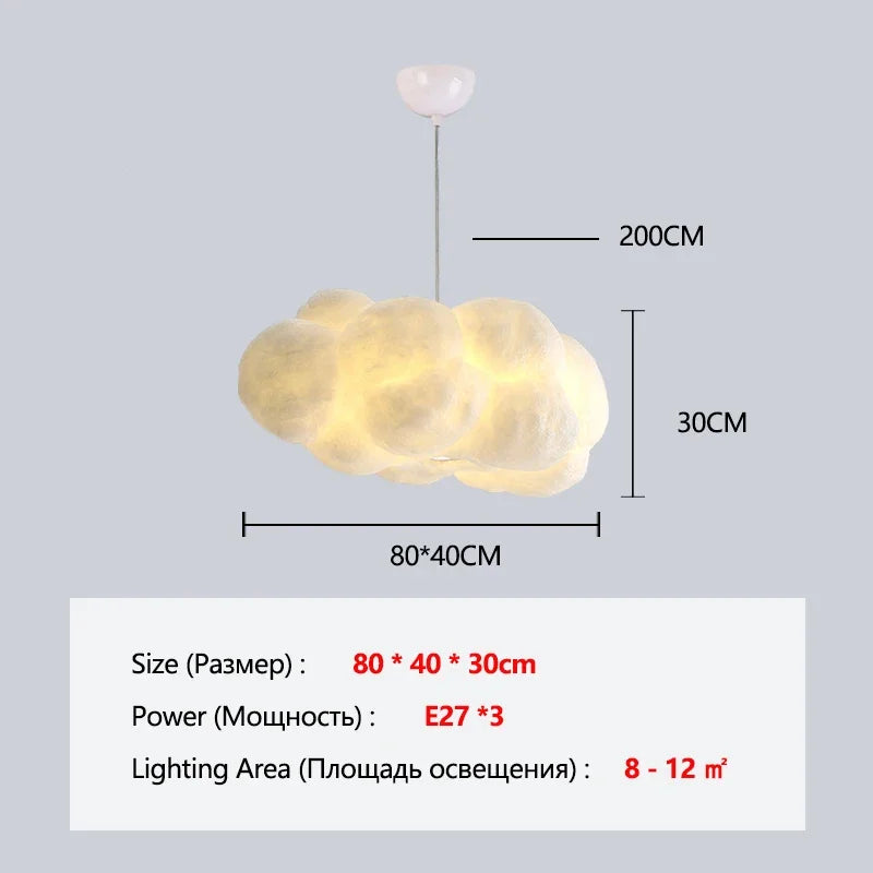 Lustre Nuage Flottant Suspension LED Design en Coton Spatial