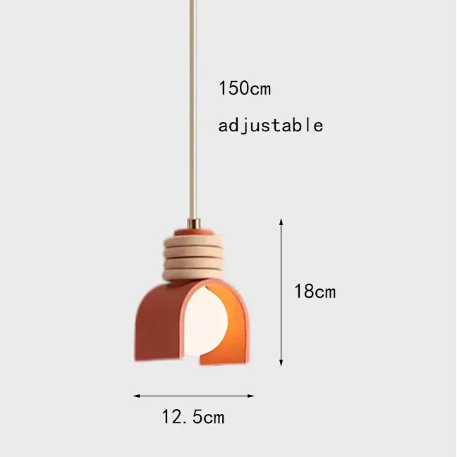 Suspension LED créative en résine minimaliste – Design orange & blanc Art Déco