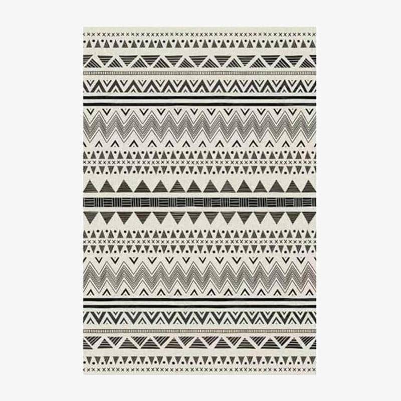 Tapis rectangle aux motifs géométriques noirs et verts style Keecy