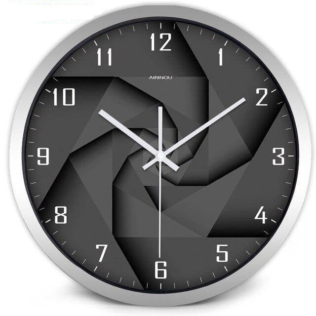 Horloge murale design noire style 3D avec chiffres Vortex