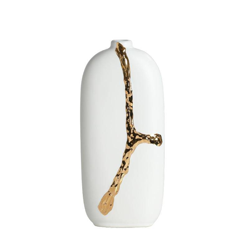 Vase design blanc au style abstrait doré Xuan
