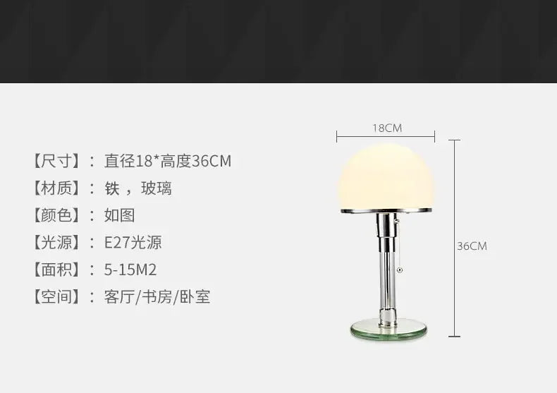 lampe de bureau led design nordique en verre et acier inoxydable