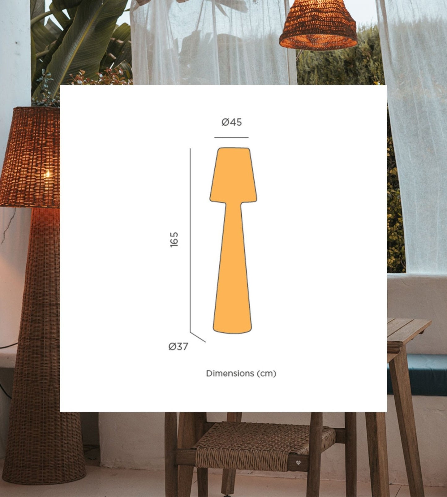 Lampadaire rechargeable nature - Style décoratif - Hauteur 165cm