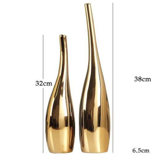 Vase design en céramique doré et argenté style minimaliste