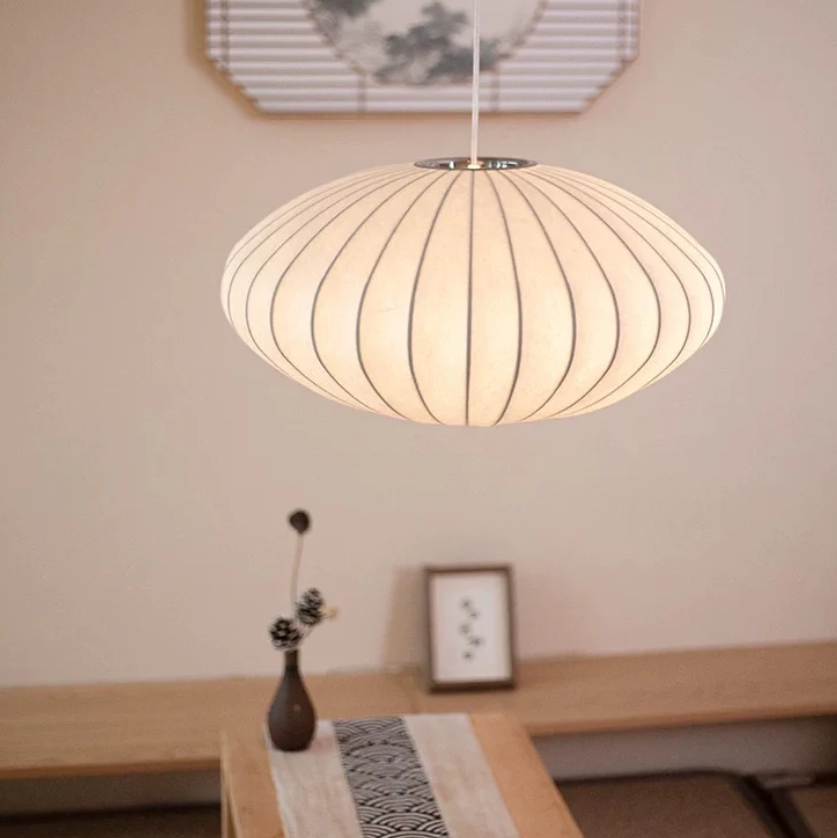Lustre Suspendu Velura – Élégance en Soie & Éclairage Raffiné