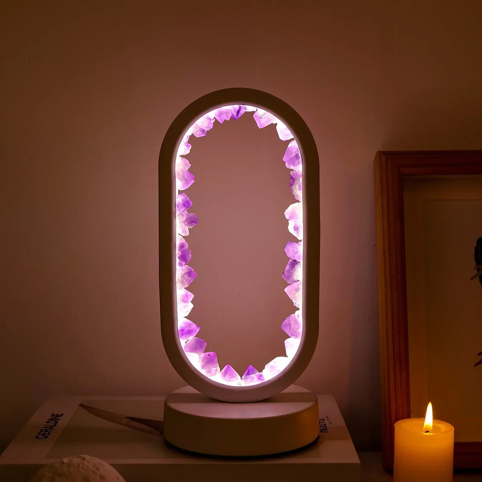 AuraStone | Lampe de calme en améthystes naturelles apaisantes