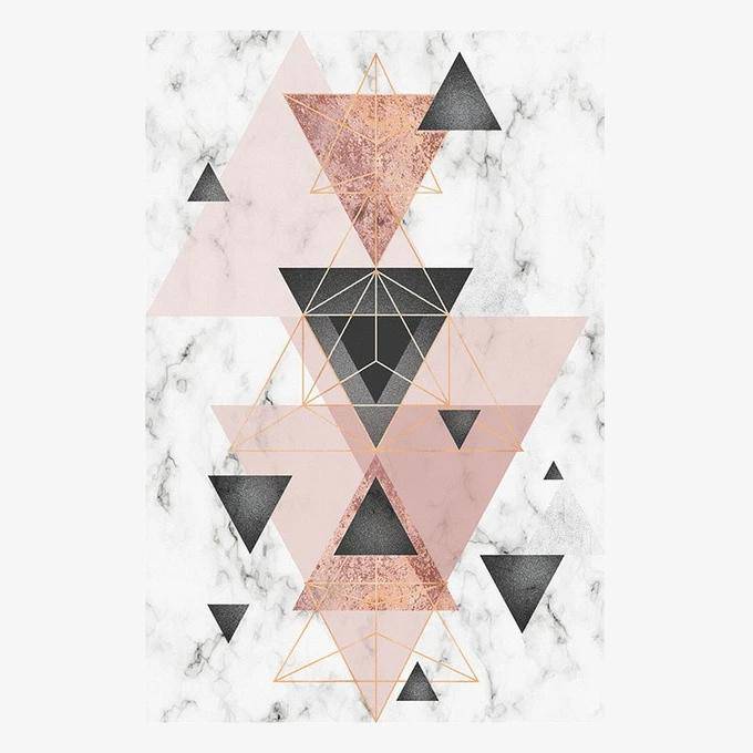 Tapis design géométrique rectangle aux triangles roses Area