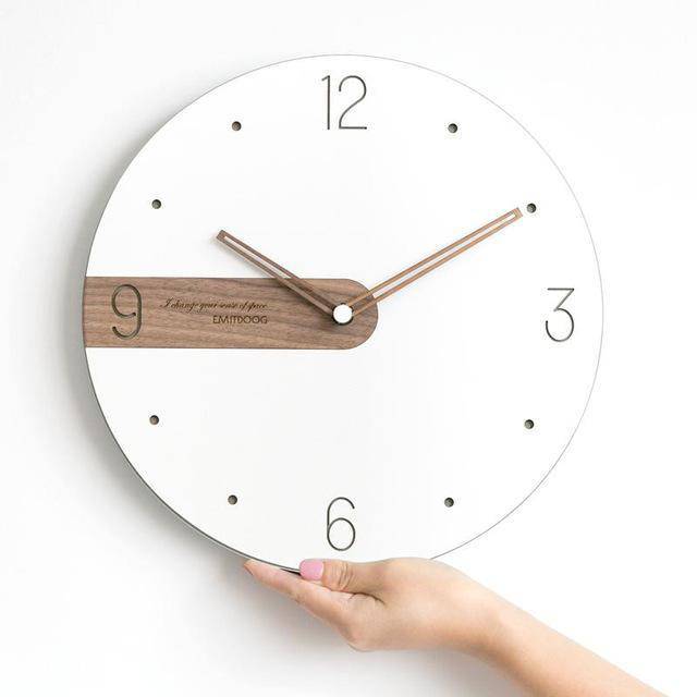 Horloge murale ronde design avec bande en bois 30cm