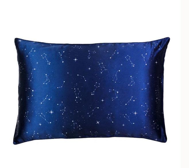 Taie d’oreiller en soie sans volant imprimé Constellation Déclassé 50x75cm - D89