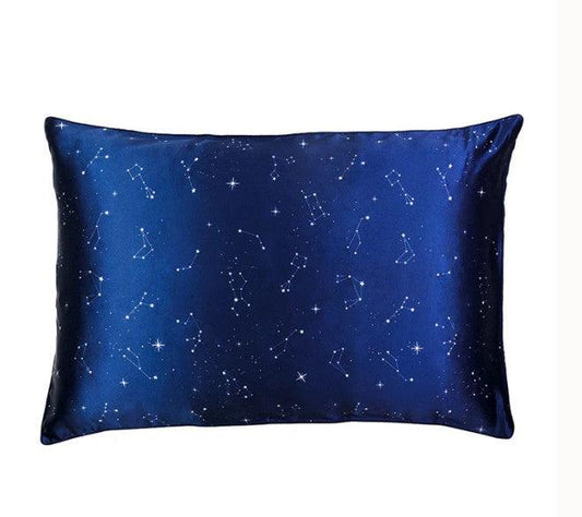 Taie d’oreiller en soie sans volant imprimé Constellation Déclassé 50x75cm - D89