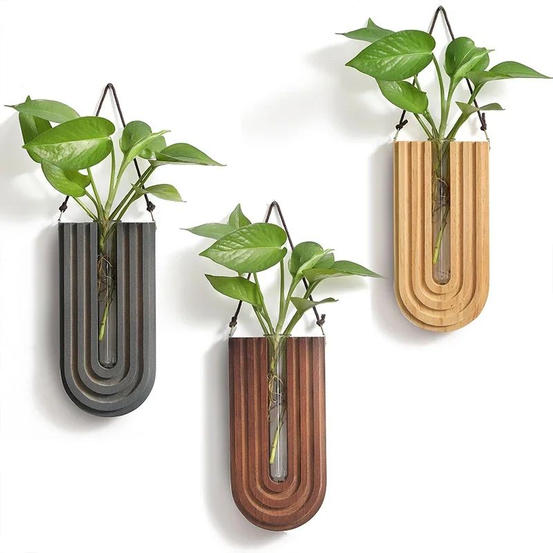 Vase Mural Moderne en Bois
