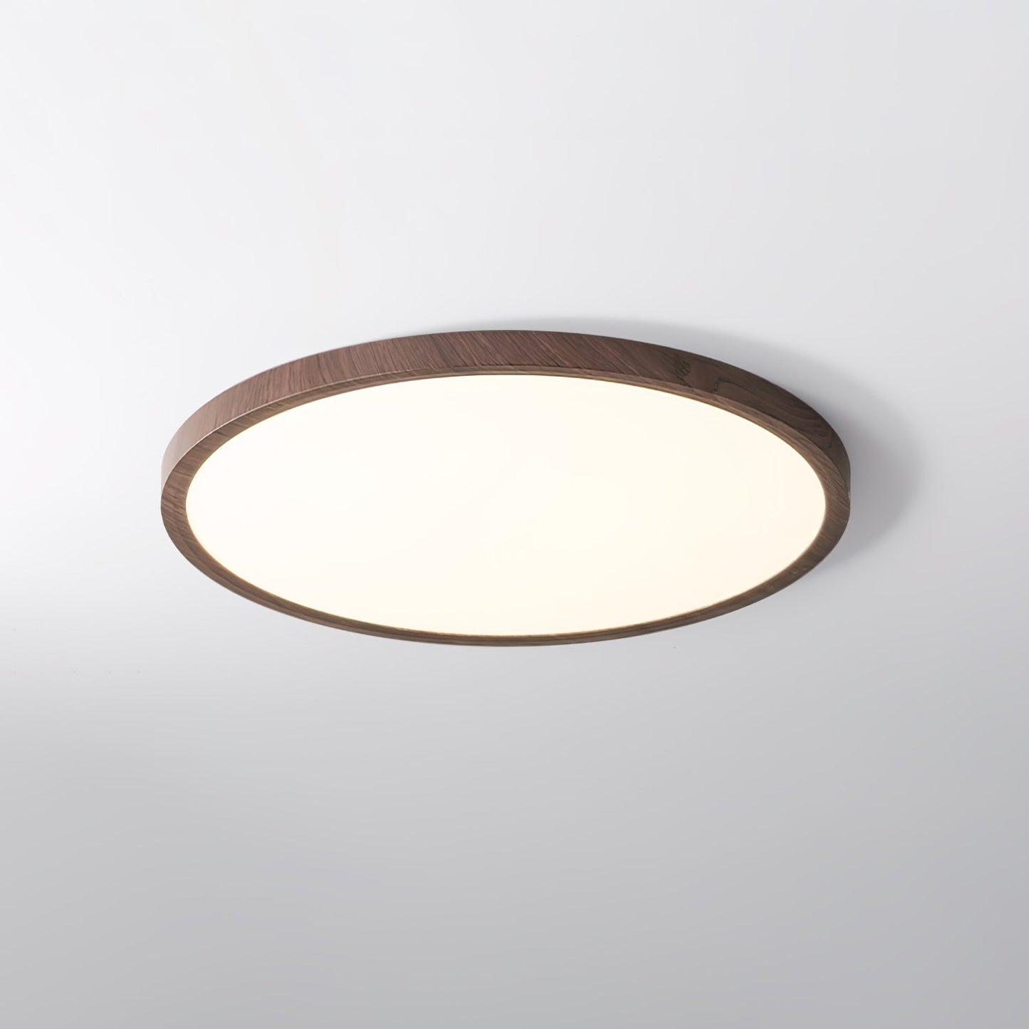 Plafonnier Circulaire Ultra-Fin en Acrylique – Éclairage LED Doux et Moderne avec Effet Bois de Noyer
