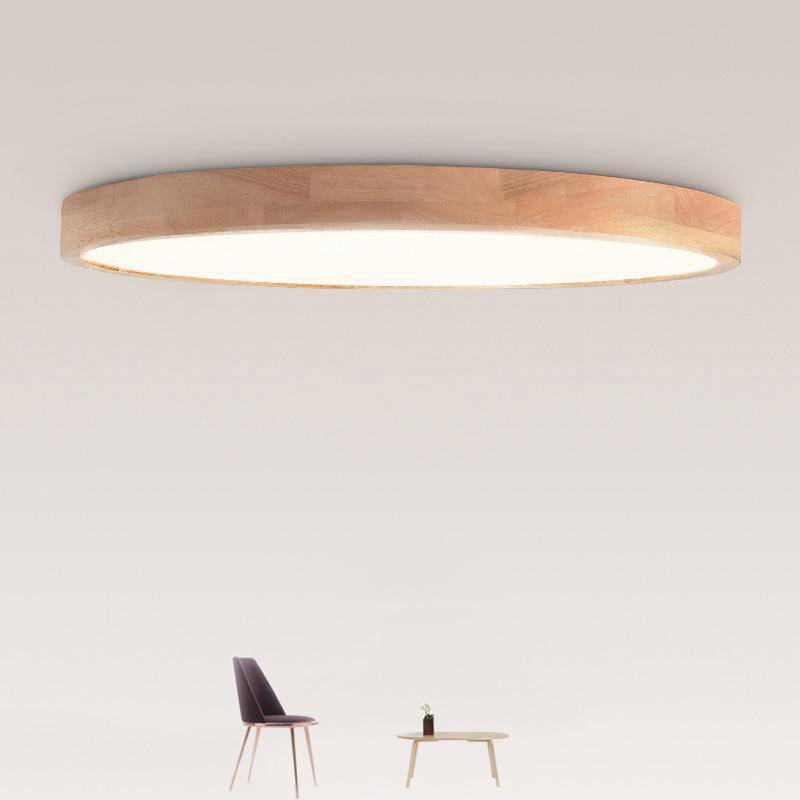 Plafonnier en bois à LED très fin en forme de rond