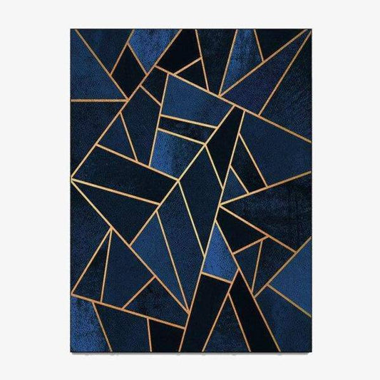 Tapis rectangle géométrique bleu et doré Rugs