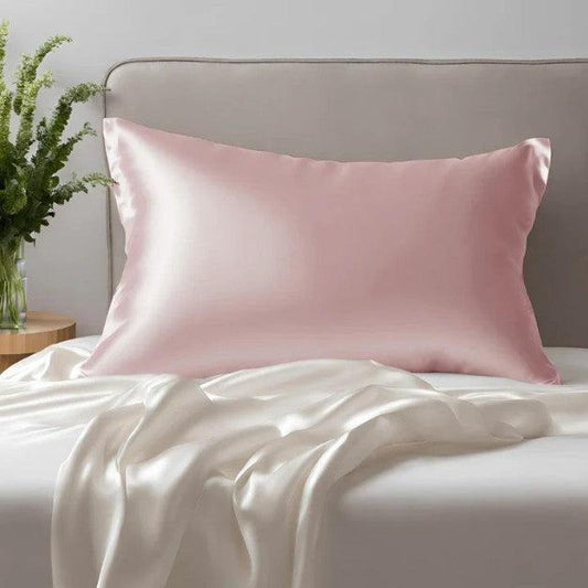 Taie d’oreiller en soie sans volant 22 mommes 65x65cm rose Déclassée - D96