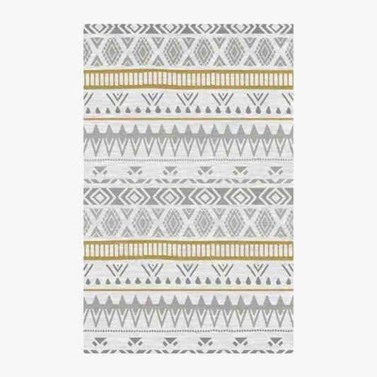 Tapis rectangle aux motifs géométriques gris et jaunes style Keecy