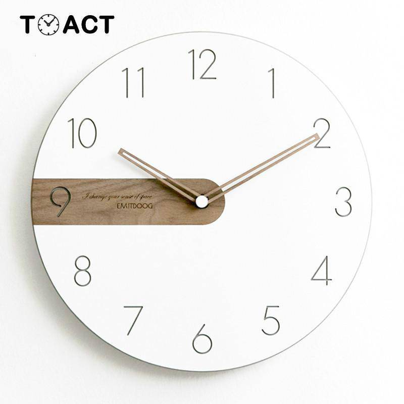 Horloge murale ronde design avec bande en bois 30cm