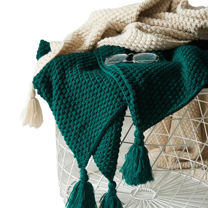 Couverture en Laine Tricotée avec Franges