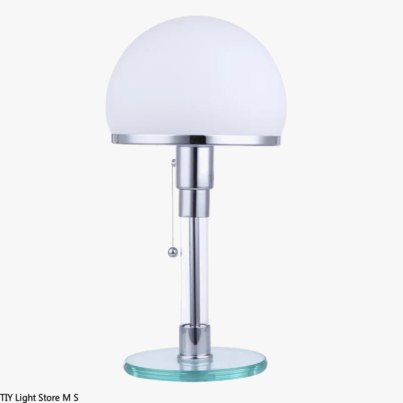lampe de bureau led design nordique en verre et acier inoxydable