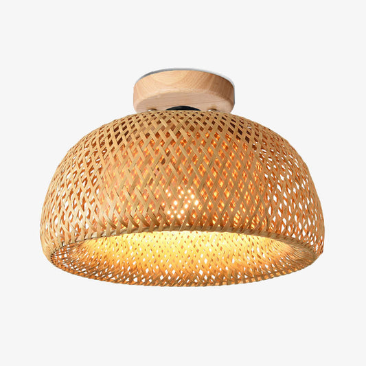 Plafonnier moderne ronde en bambou naturel Solferino