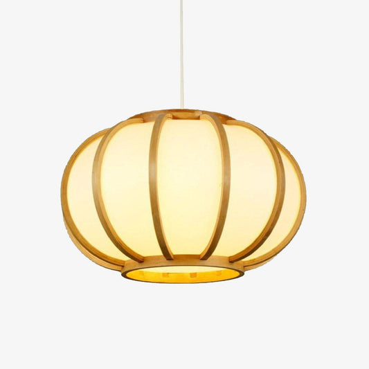 Suspension design en bambou LED avec abat-jour arrondi style japonais