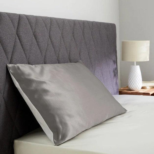 Taie d’oreiller en soie et coton 19 mm 40x60cm silver & blanc Déclassée - D81