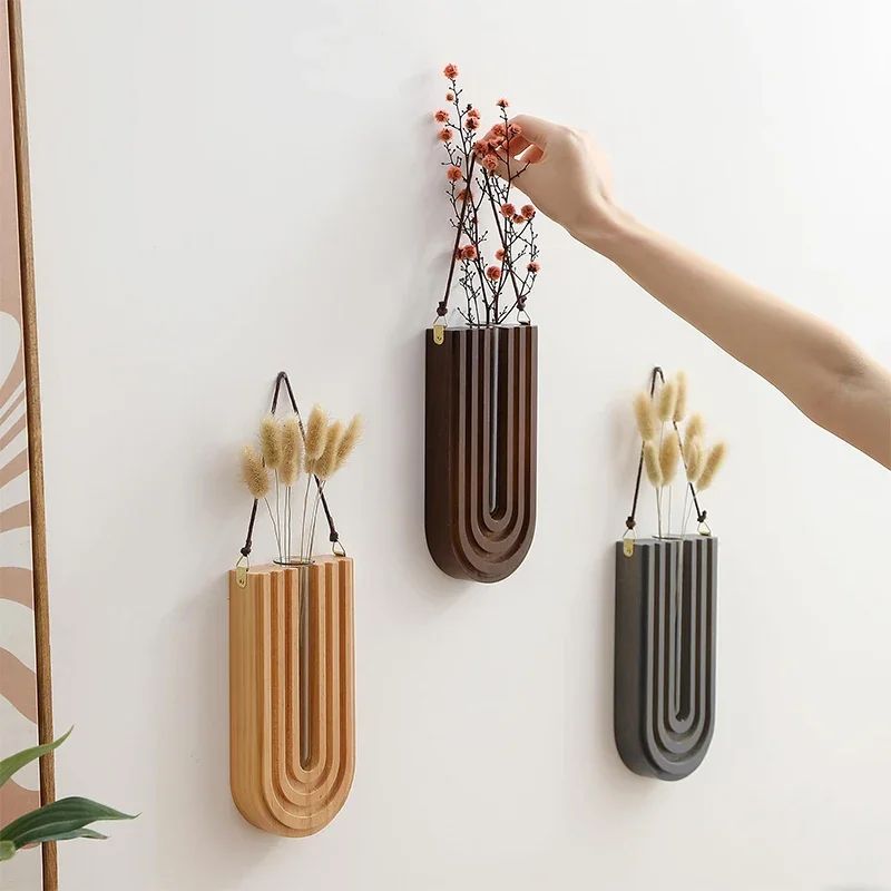 Vase Mural Moderne en Bois