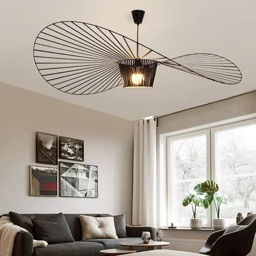 Suspension Élégante Veliova – Design Chapeau de Paille & Éclairage Raffiné
