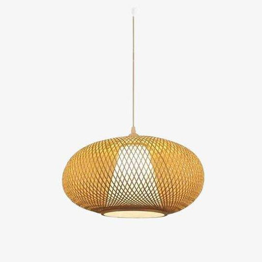 Suspension en rotin LED avec abat-jour arrondi