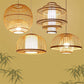 Suspension en bambou LED avec différents cylindres style Asian