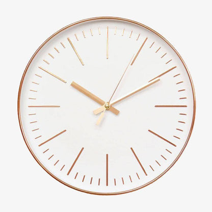 Horloge murale ronde design simple rose gold ou argentée 30cm Round