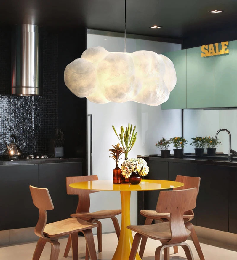 Lustre Nuage Flottant Suspension LED Design en Coton Spatial