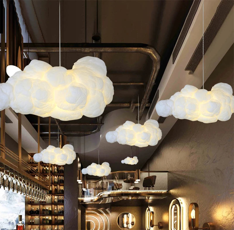Lustre Nuage Flottant Suspension LED Design en Coton Spatial