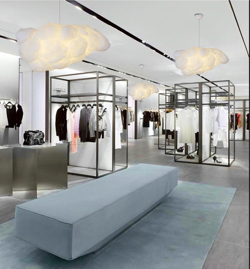 Lustre Nuage Flottant Suspension LED Design en Coton Spatial