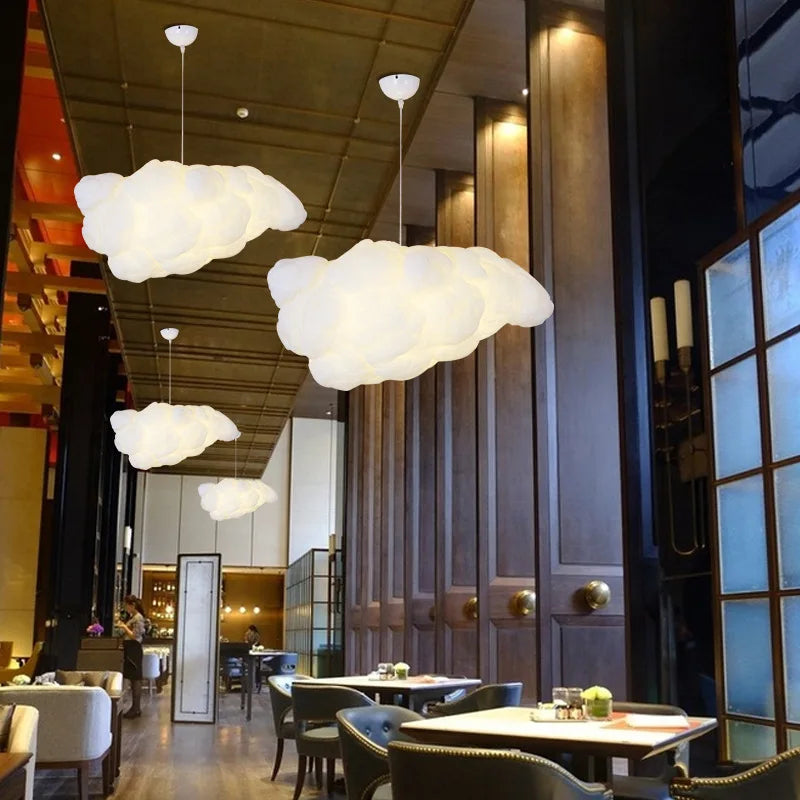 Lustre Nuage Flottant Suspension LED Design en Coton Spatial