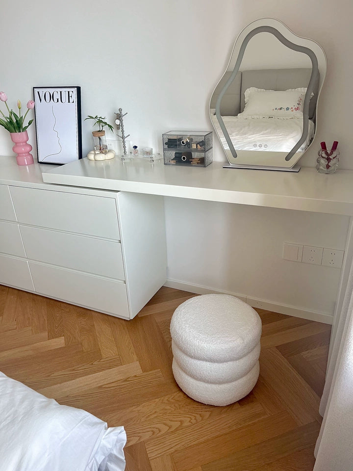 Tabouret Pouf scandinave en Peau de mouton