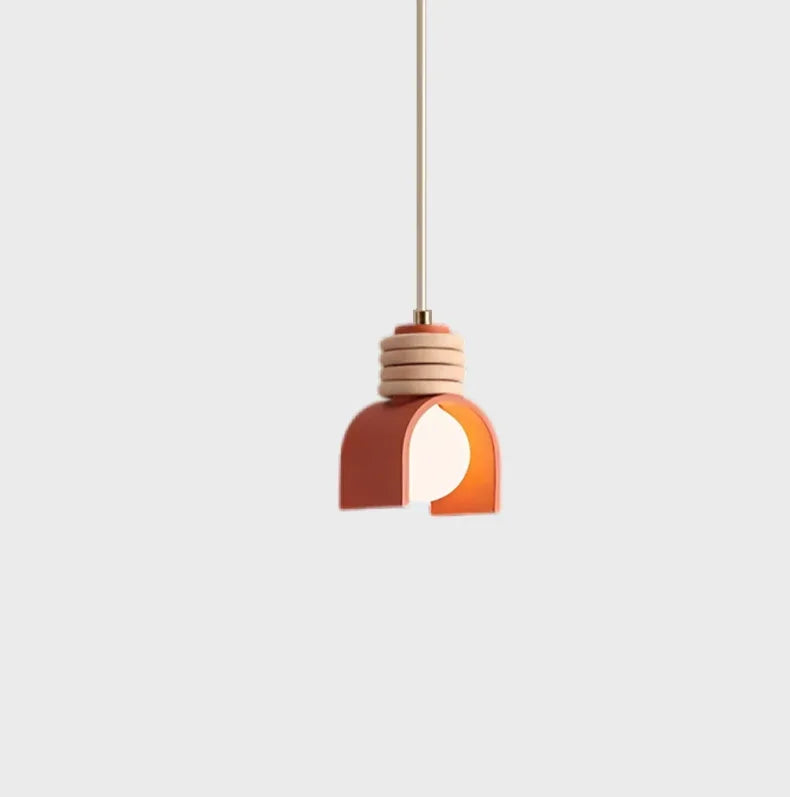 Suspension LED créative en résine minimaliste – Design orange & blanc Art Déco