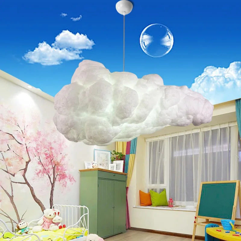 Lustre Nuage Flottant Suspension LED Design en Coton Spatial