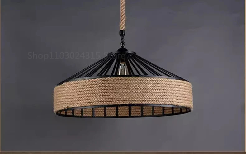Suspension en corde de chanvre – Style rétro industriel pour salle à manger