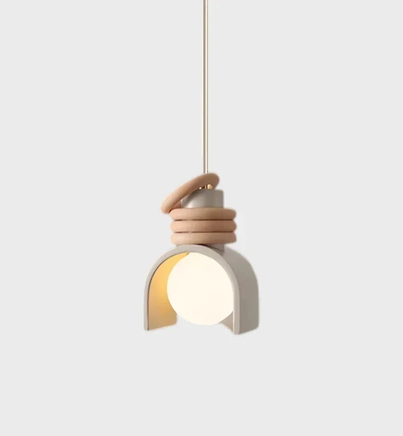 Suspension LED créative en résine minimaliste – Design orange & blanc Art Déco