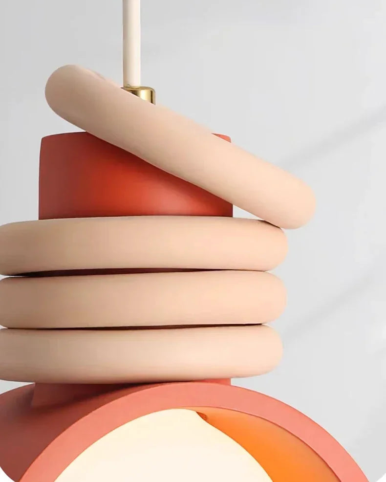 Suspension LED créative en résine minimaliste – Design orange & blanc Art Déco