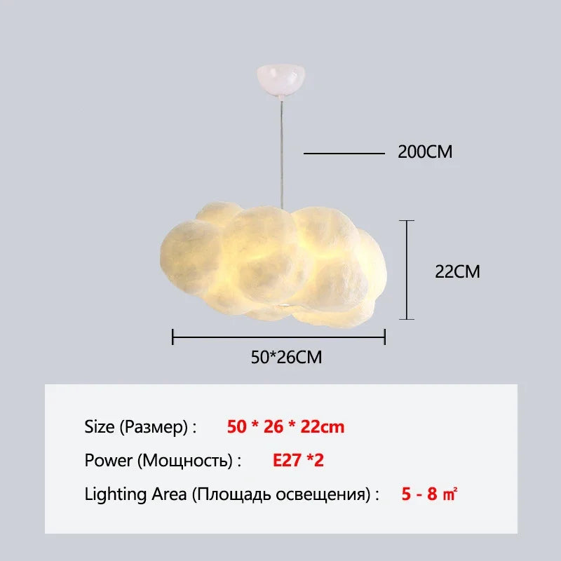 Lustre Nuage Flottant Suspension LED Design en Coton Spatial