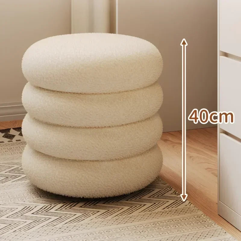 Tabouret Pouf scandinave en Peau de mouton