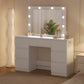 Coiffeuse avec miroir LED & prises – Bureau de maquillage moderne à 7 tiroirs