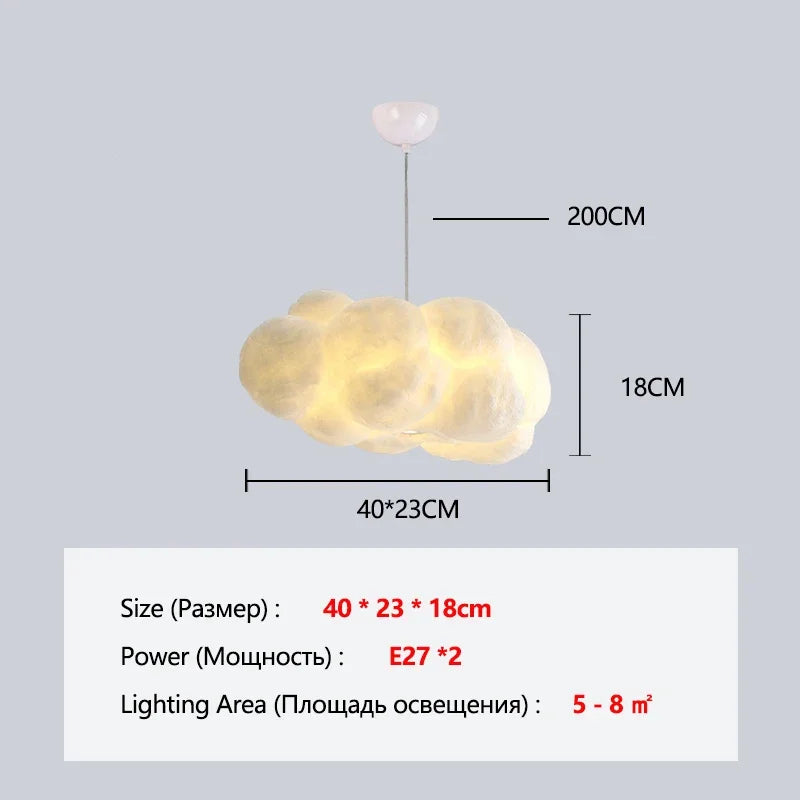 Lustre Nuage Flottant Suspension LED Design en Coton Spatial