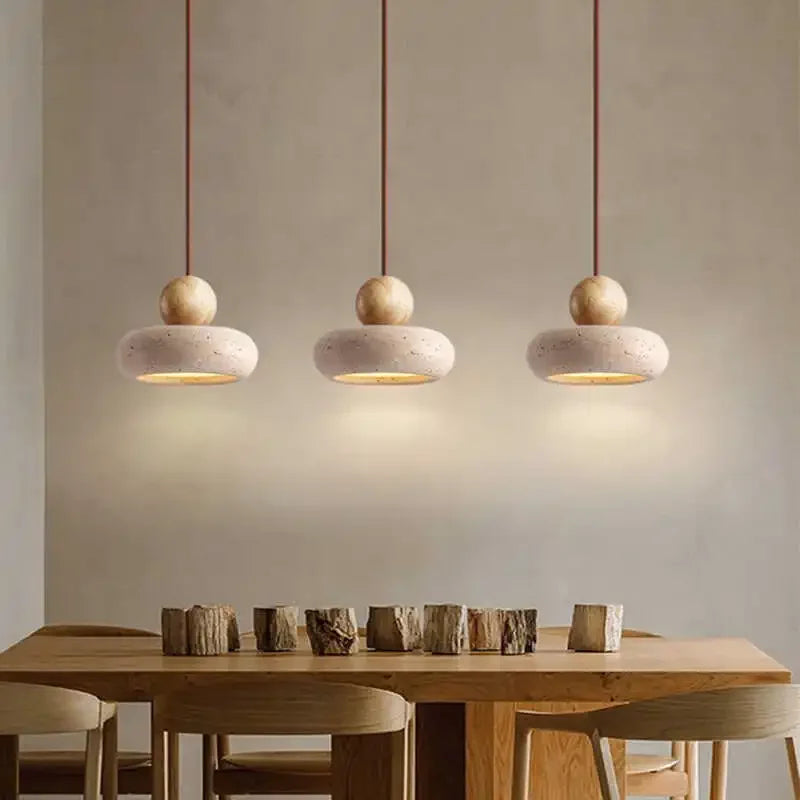 Suspension travertin Jaune, Style Wabi-Sabi