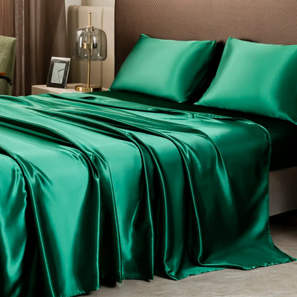 Parure de lit satinée unie – Luxe opulent pour une chambre royale