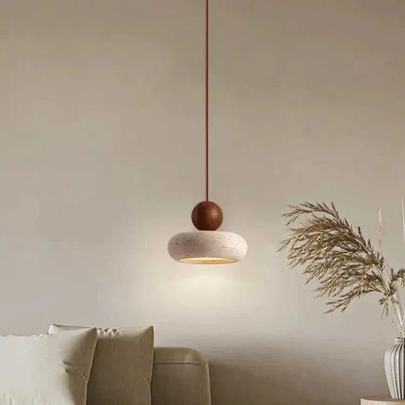 Suspension travertin Jaune, Style Wabi-Sabi